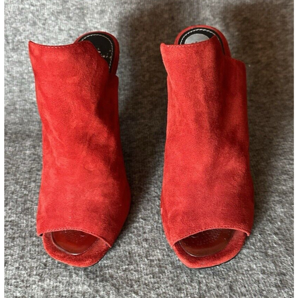 Steve Madden Shoes Womens 7 Red Suede Leather SOOKI High Heel Open Toe Stiletto - Picture 3 of 15